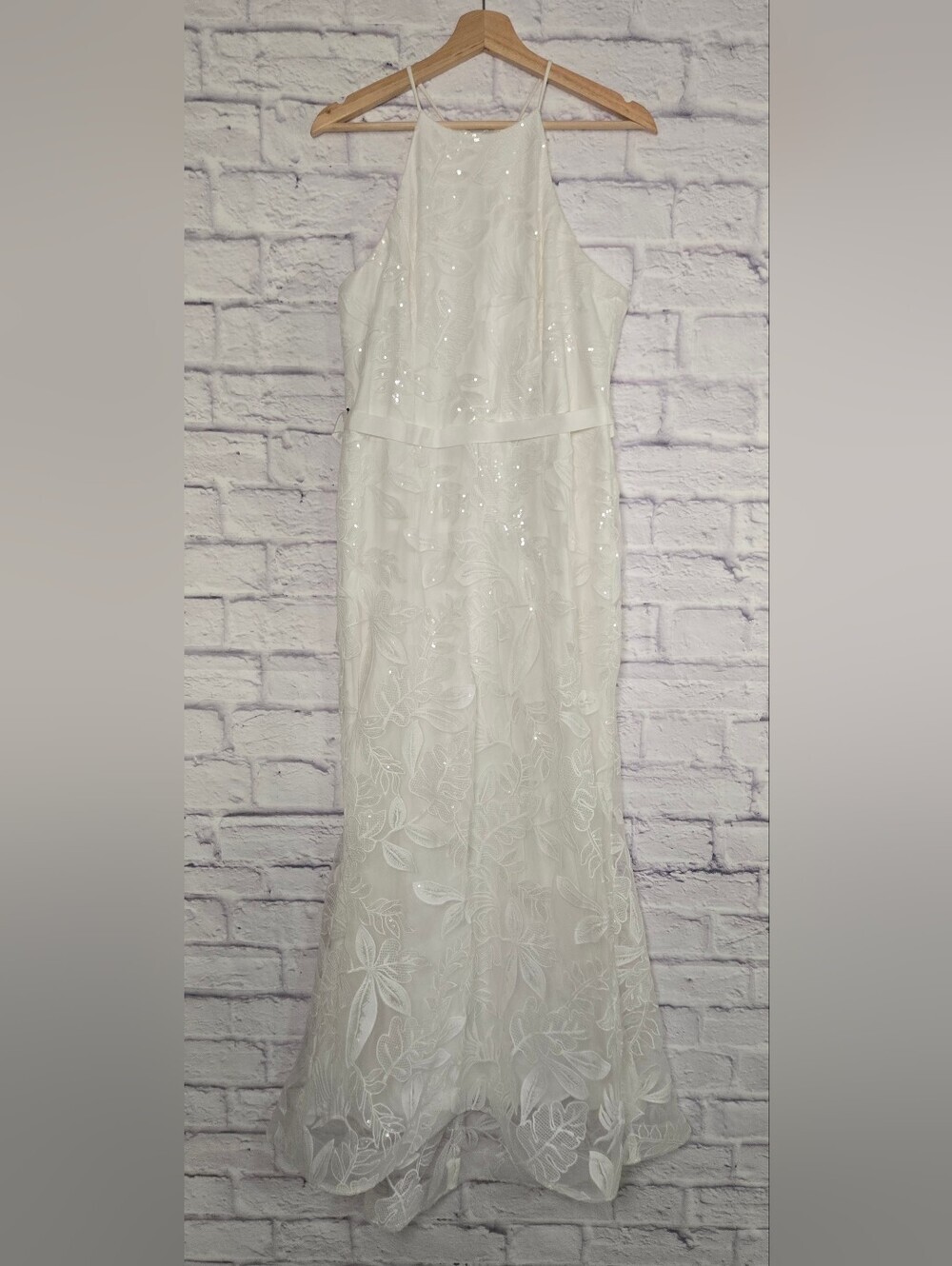 DB Studio Sequin Embroidered Wedding Dress High Low Bridal Gown